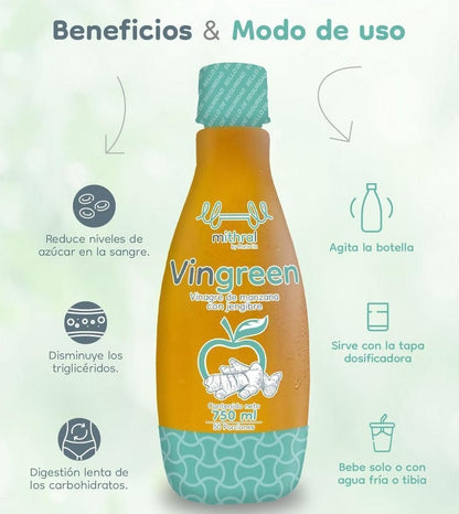 Vingreen Vinagre de manzana con jengibre